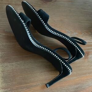 Steve Madden Sylvie High Heels Size 8.5 Black Studded Glam Bedazzled Minimalist